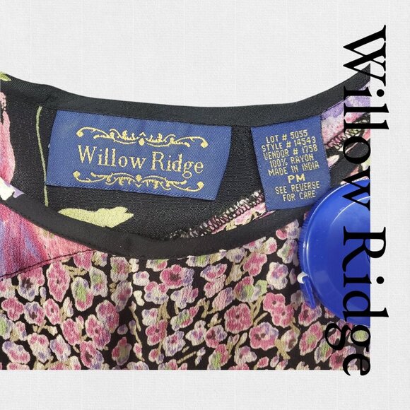 Willow Ridge | Vintage Sheath Dress | Floral Pink & Black | EUC | Petite Medium - Picture 6 of 9